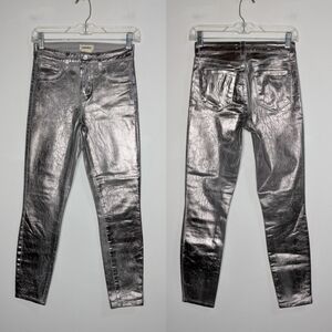 L'Agence Margot skinny high rise cloud gunmetal crackle foil jean 26